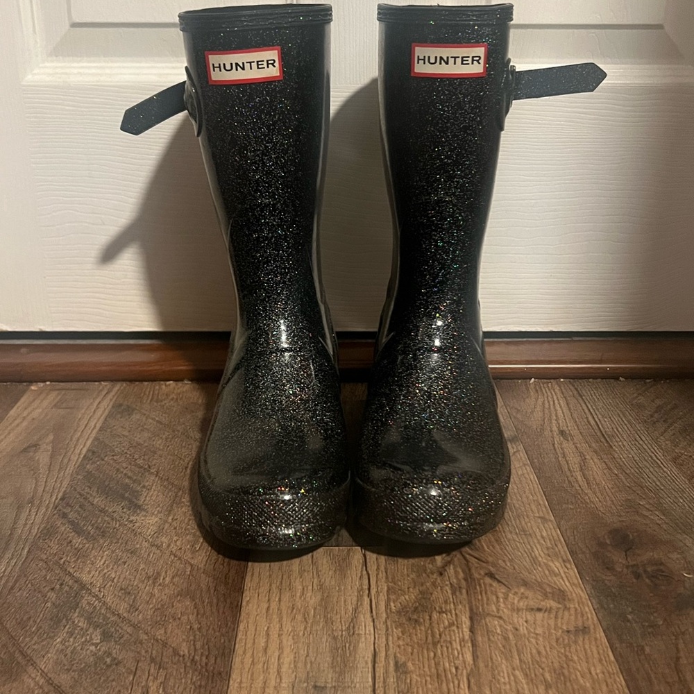 Hunter Black Glitter Winter & Rain Boots